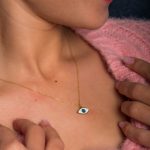 Sterling Silver Eye Necklace with white enamel and turquoise - Image 2