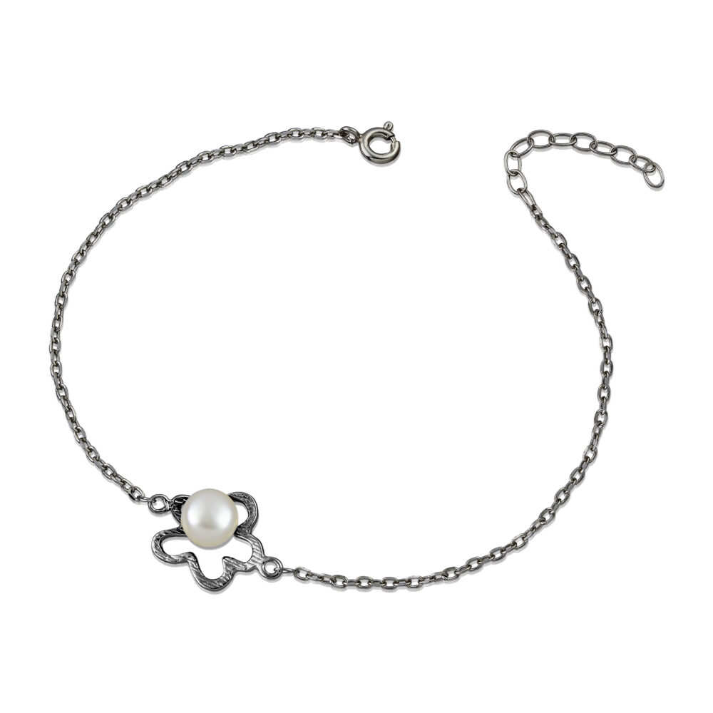 Sterling silver Flower bracelet with pearl