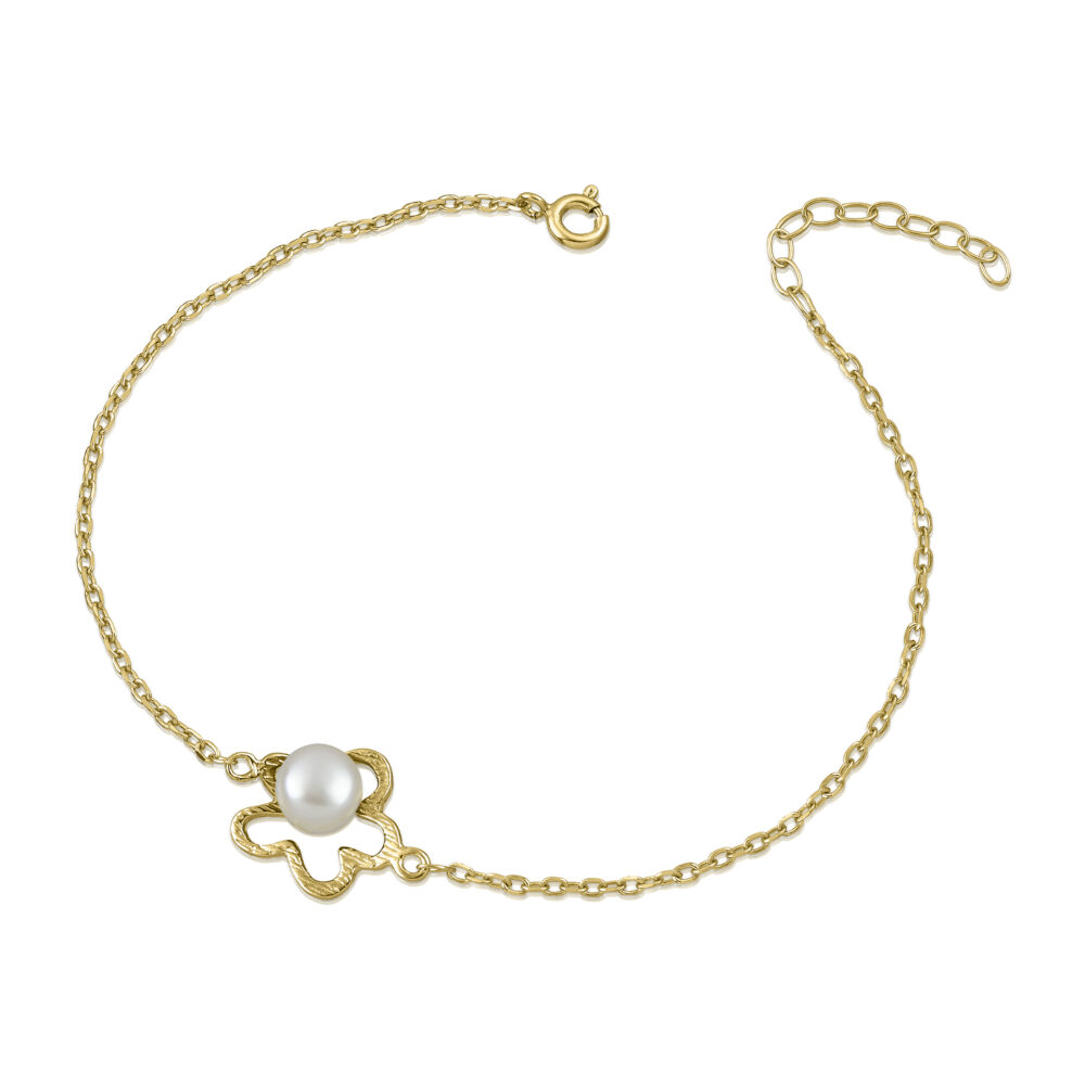 Sterling silver Flower bracelet with pearl - Image 4