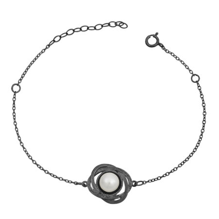 Sterling silver Oval bracelet with pearl