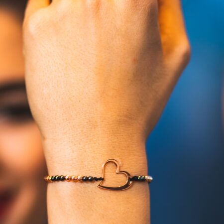 Sterling silver heart bracelet with hematite