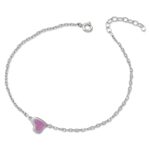 Silver heart bracelet with pink enamel - Image 2