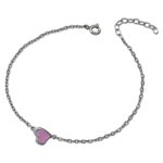 Silver heart bracelet with pink enamel - Image 3