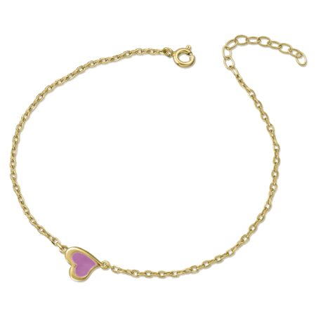 Silver heart bracelet with pink enamel
