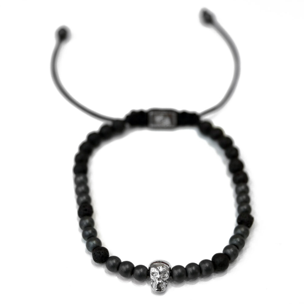 Unisex bracelet with sterling silver skull