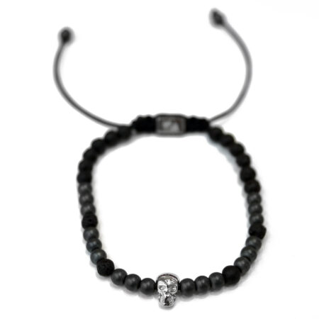 Unisex bracelet with sterling silver skull