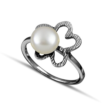 Sterling silver Flower ring with pearl