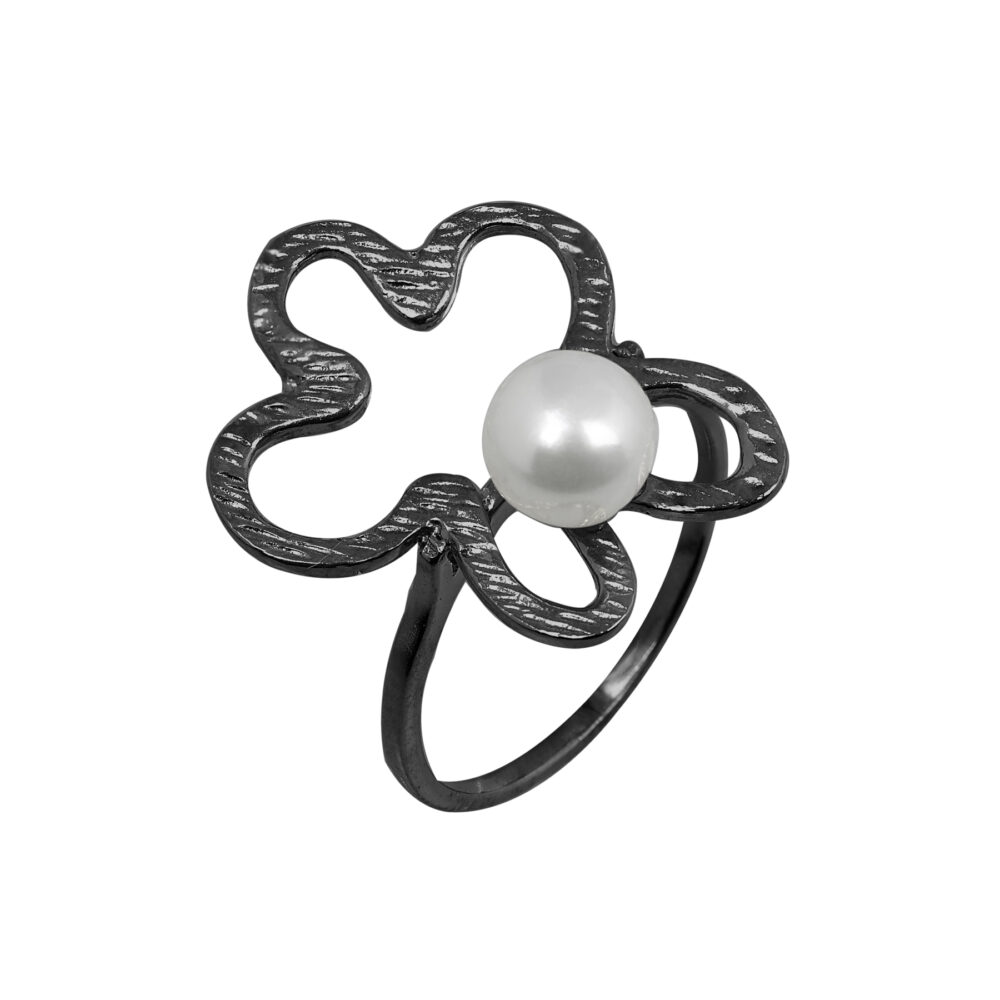 Sterling silver ring with pearl - Image 2