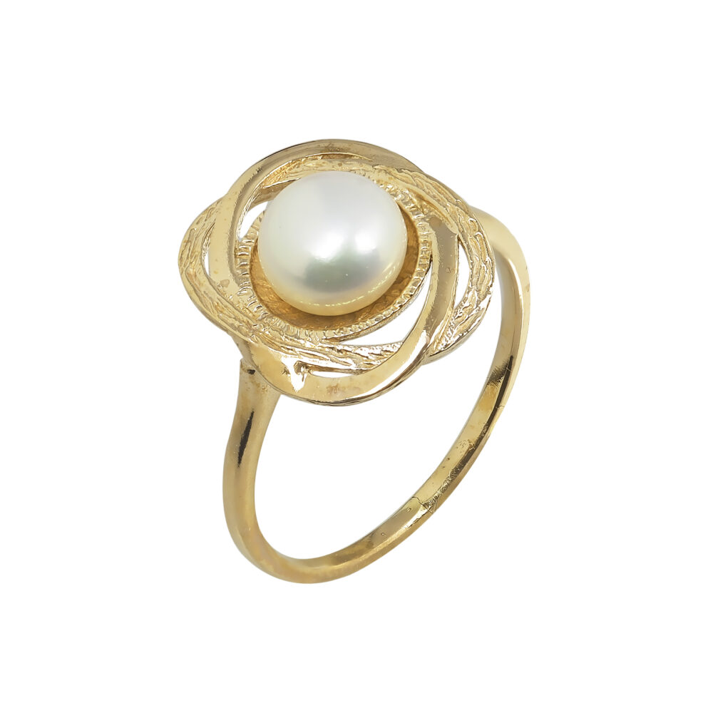 Silver oval ring with pearl - Image 4