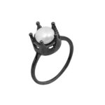 Sterling silver crown ring with pearl - Image 2