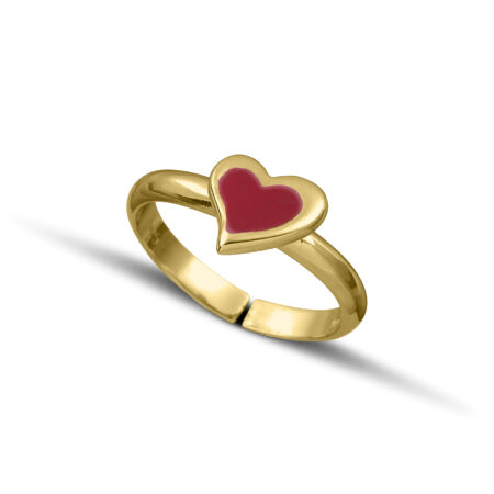 Sterling silver heart ring with red enamel