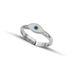 Sterling Silver mini Eye Ring with white enamel and turquoise - Image 4