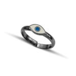 Sterling Silver mini Eye Ring with white enamel and turquoise - Image 5