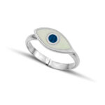 Sterling Silver Eye Ring with white and blue enamel