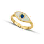 Sterling Silver Eye Ring with white and blue enamel - Image 2