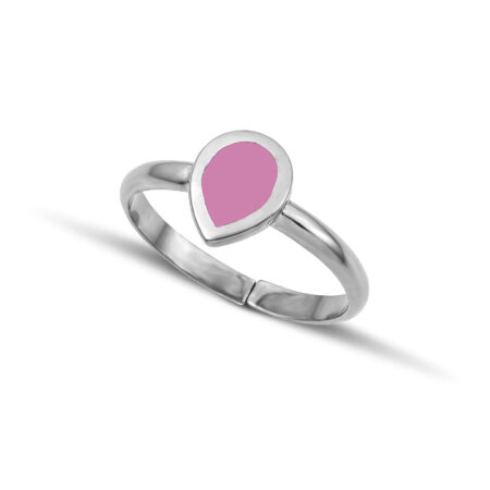 Sterling Silver Drop Ring with Pink enamel