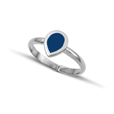 Sterling Silver Drop Ring with Blue enamel