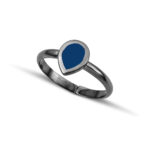 Sterling Silver Drop Ring with Blue enamel - Image 3