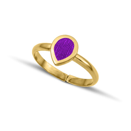 Sterling silver Drop Ring with Purple enamel