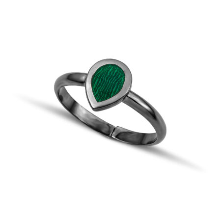 Sterling silver Drop Ring with Green enamel