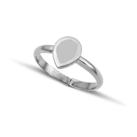 Sterling Silver Drop Ring with White enamel