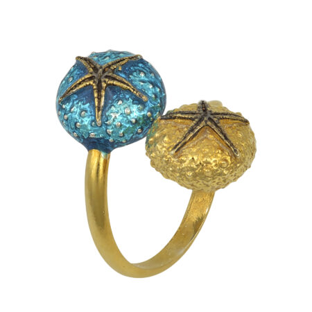Sterling silver Sea urchin ring gold plated