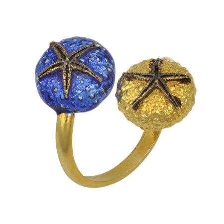Sterling silver Sea urchin ring gold plated