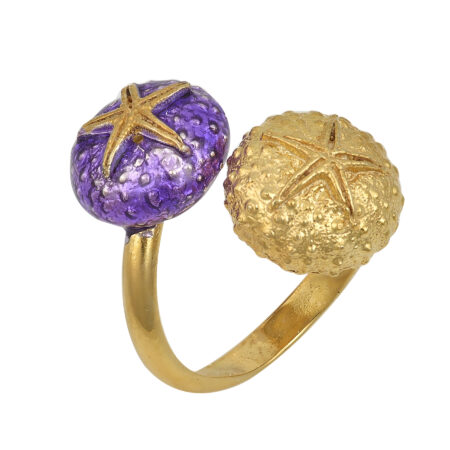 Sterling silver Sea urchin ring gold plated
