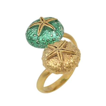 Sterling silver Sea urchin ring gold plated