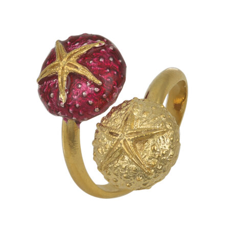 Sterling silver Sea urchin ring gold plated
