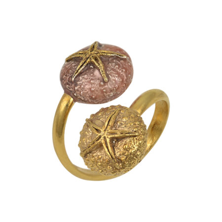 Sterling silver Sea urchin ring gold plated