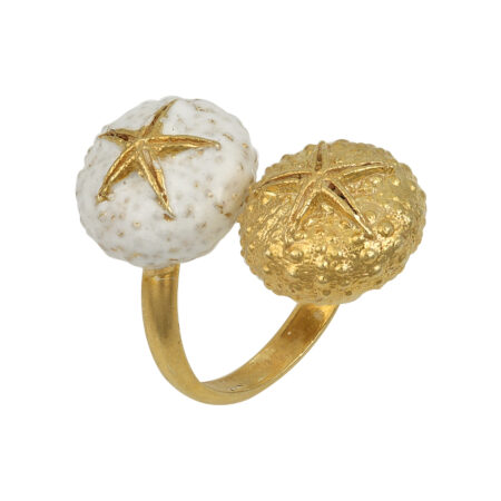 Sterling silver Sea urchin ring gold plated