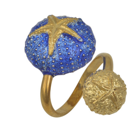 Sterling silver Sea urchin ring gold plated