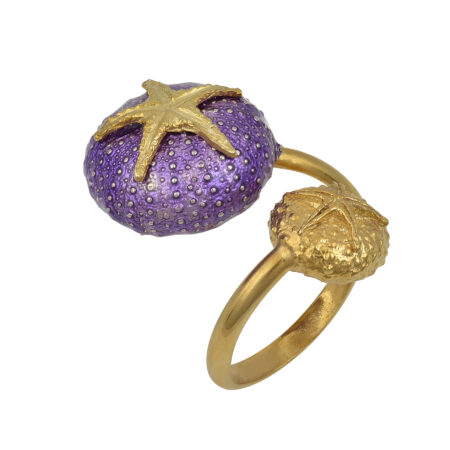 Sterling silver Sea urchin ring gold plated