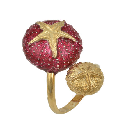 Sterling silver Sea urchin ring gold plated