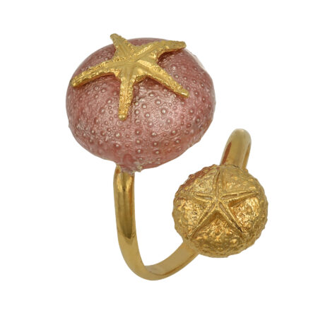 Sterling silver Sea urchin ring gold plated