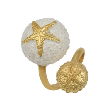 Sterling silver Sea urchin ring gold plated