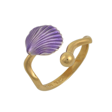 Sterling silver Clam Ring Gold plated