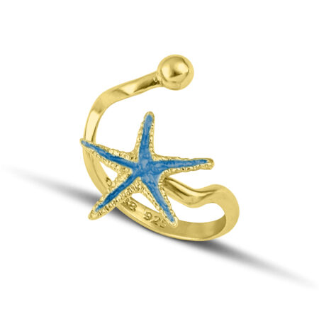 Sterling silver Starfish ring turquoise enamel