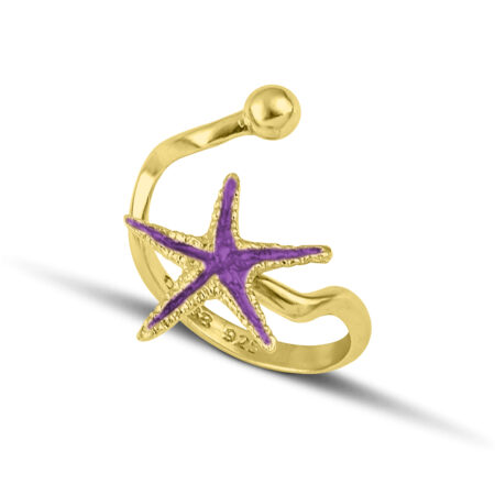 Sterling silver Starfish ring purple enamel