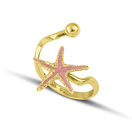 Sterling silver Starfish ring pink enamel