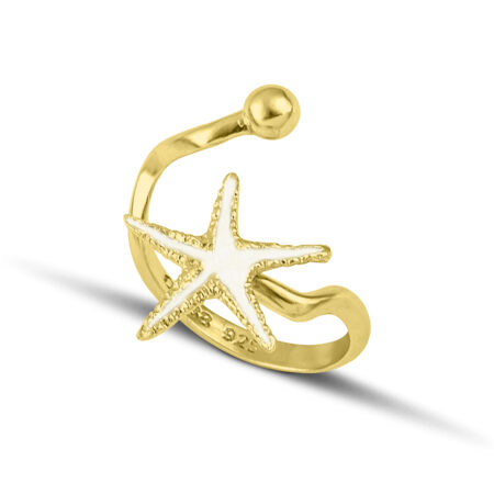 Sterling silver Starfish ring white enamel