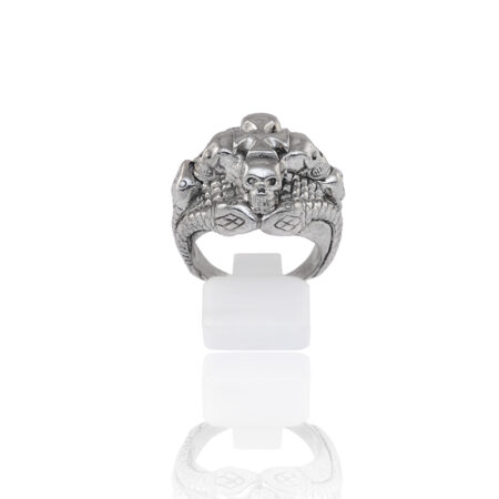 Sterling silver ring with 4 skulls