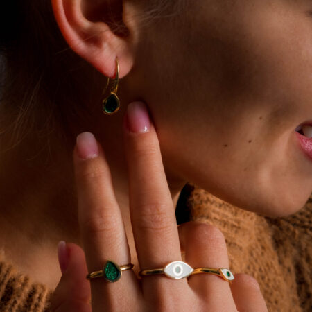 Sterling silver Drop Dangle Earrings with Green enamel