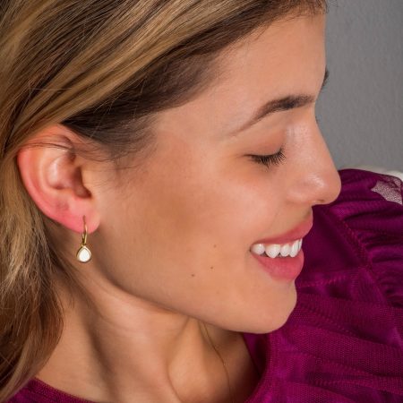 Sterling silver Drop Dangle Earrings with White enamel