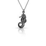 black plated necklace seahorse with black enamel