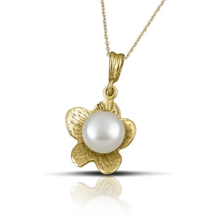 Sterling silver Flower pendant  with pearl