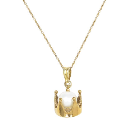 Sterling silver crown pendant with pearl