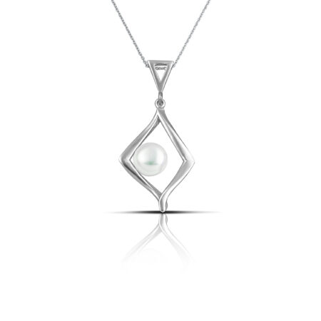 Sterling silver Rhombus pendant with pearl