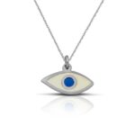 Sterling Silver Eye Necklace with white enamel and turquoise - Image 5